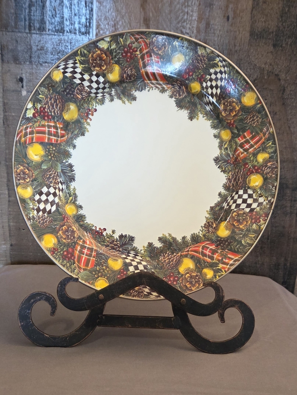 Mackenzie-Childs EVERGREEN Christmas Decorative Plate